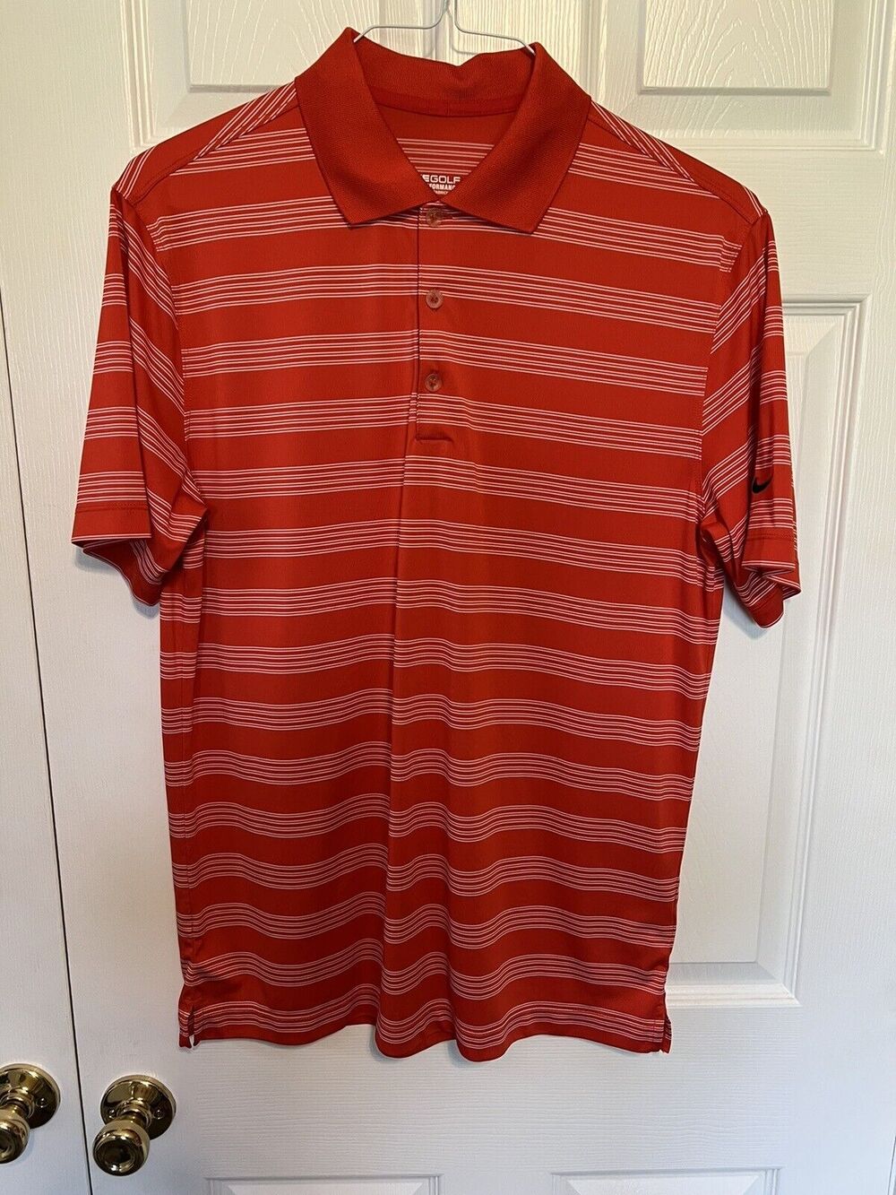 Nike Golf Tour Performance Polo Shirt Orange & White Stripe Men’s Medium